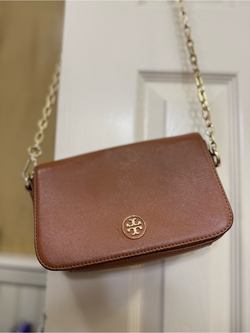 Tory Burch Brown Leather Chain-strap Crossbody Bag - Picture 2 of 8